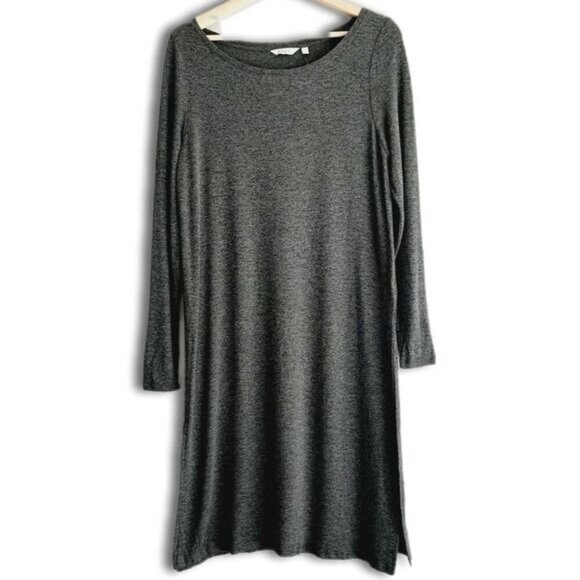 REITMANS Tunic Dress Side Slits Fine Knit Sweater Knee Length Grey Sz M - Picture 1 of 11